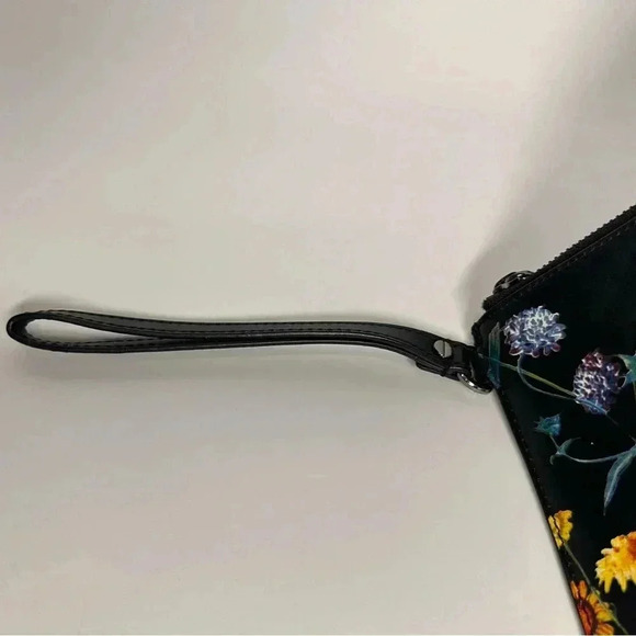 Alice + Olivia Black Floral Leather Wristlet Clutch - Picture 4 of 10
